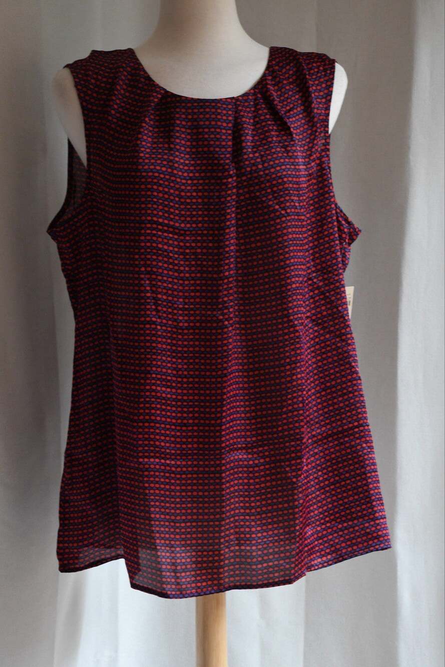 Coldwater Creek Womens Shell Top Classic Purple Red Black Sleeveless 1X NWT